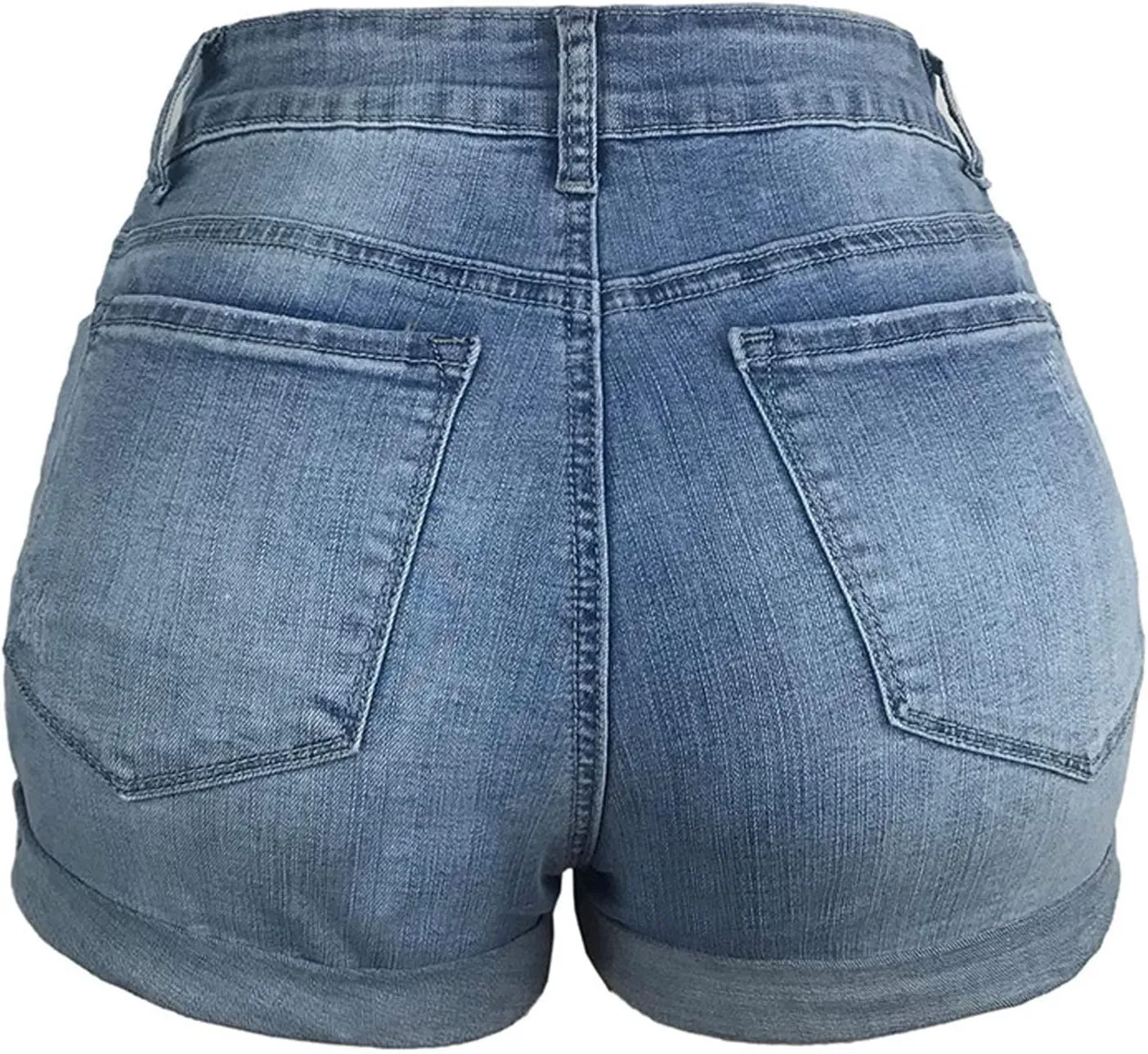 Denim Shorts for Women Stretchy Mid Rise Ripped Rolled Hem Jean Shorts Casual Summer Trendy Short Denim Pants