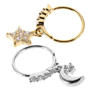 Didiseaon 2 Pcs Nose Ring Jewelry Nose Rings Nose Piercings Nose Supplies Nose Decorative Ring Nose Ornaments Nose Decors Nose Jewelry Shiny Nose Ring Nose Decor Rings Piercing Jewelry Metal