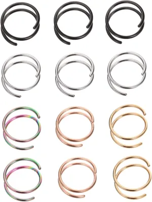 Didiseaon Stud Nose Rings Hoops Gold Nose Ring Nose Piercing Rings Spiral Nose Jewelry Nose Ring Hoops for Women