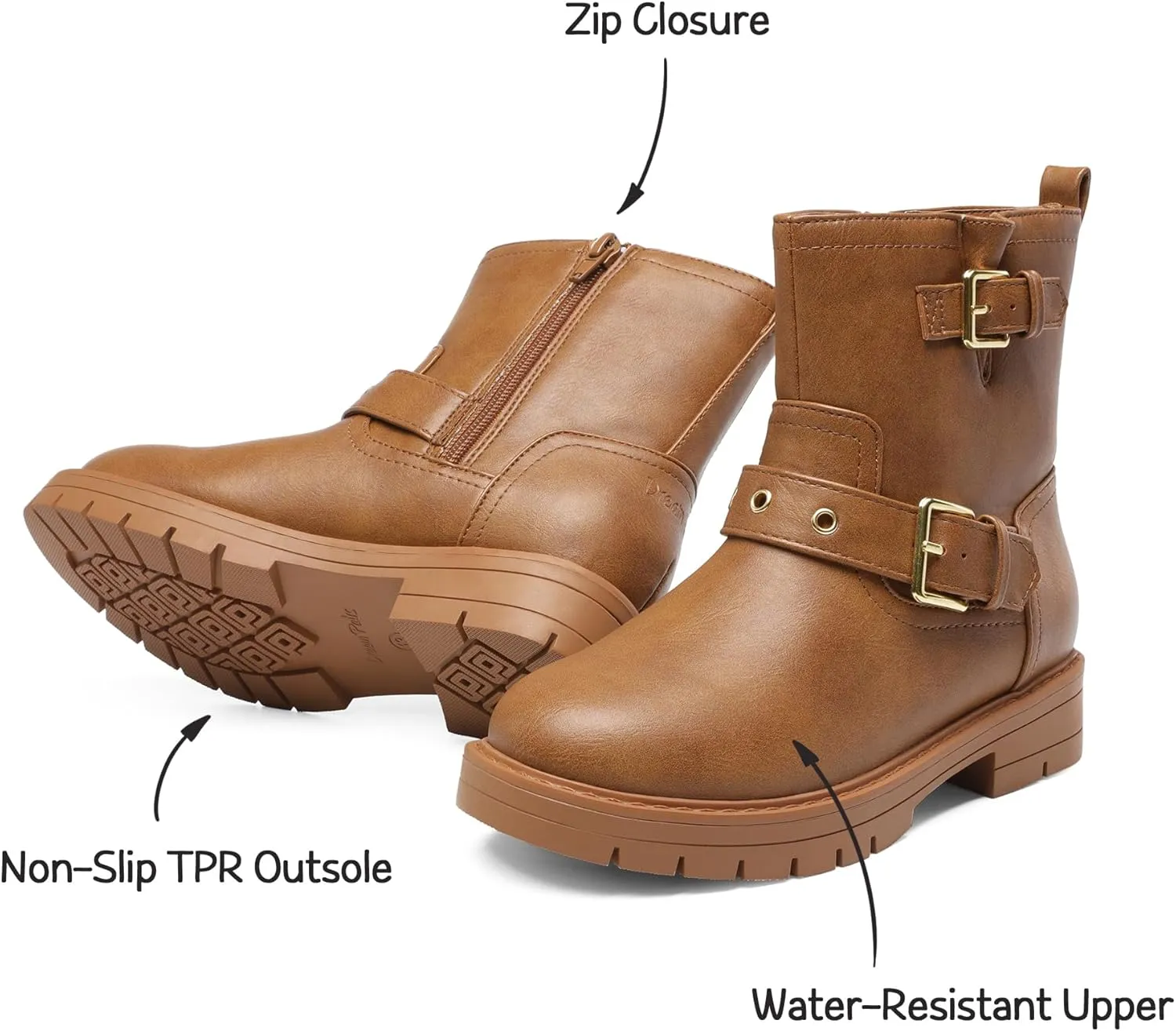 DREAM PAIRS Girls Ankle Boots Waterproof Side Zipper Booties for Little Kid/Big Kid