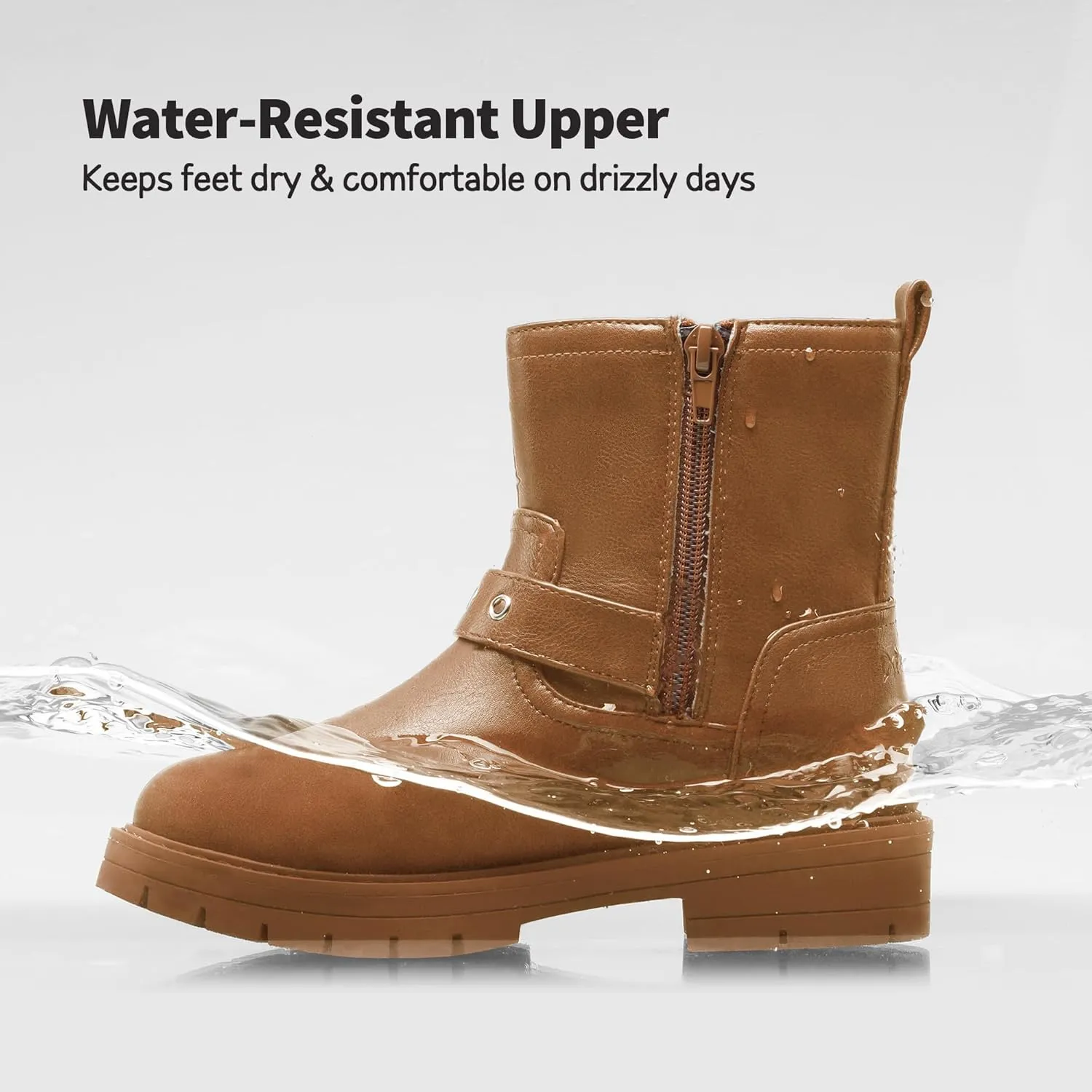 DREAM PAIRS Girls Ankle Boots Waterproof Side Zipper Booties for Little Kid/Big Kid