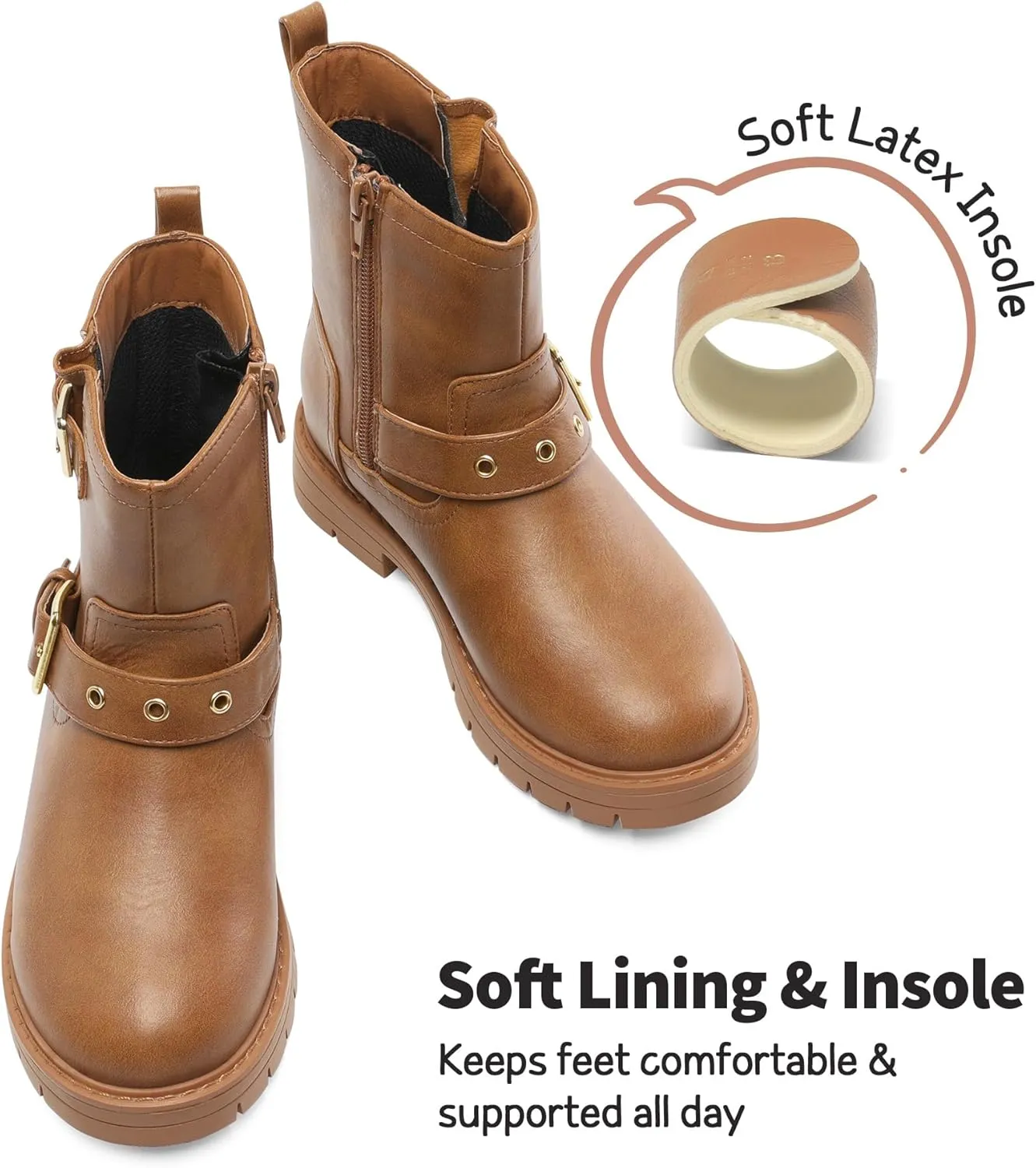 DREAM PAIRS Girls Ankle Boots Waterproof Side Zipper Booties for Little Kid/Big Kid