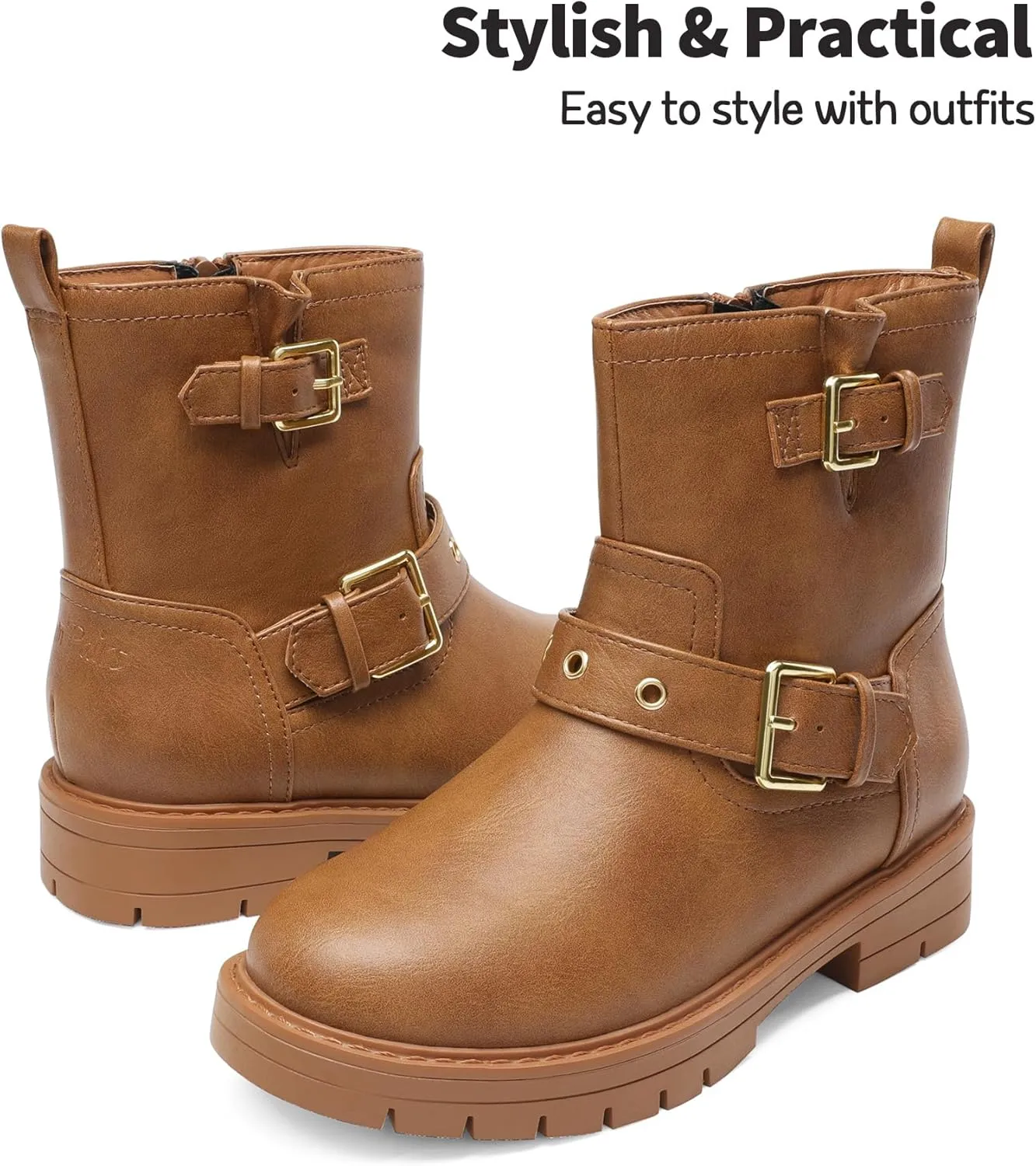 DREAM PAIRS Girls Ankle Boots Waterproof Side Zipper Booties for Little Kid/Big Kid