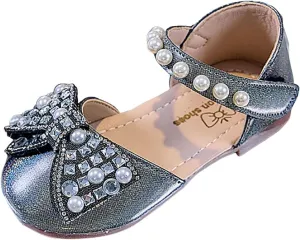 Dress Cosplay Shoes Bling Bowknot Kids Baby Sandals Single Shoes Pearl Girls Crystal Infant Baby