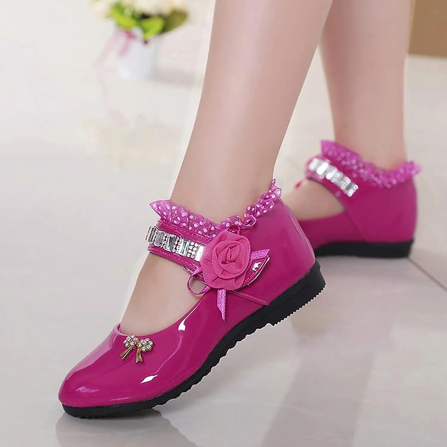 Dress Shoes for Girls,0-12 Years Children Kid Baby Girls Flower Leather Single Shoes Soft Dance Princess Shoes