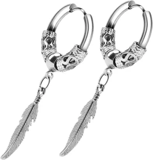 Earrings for Women Leaf Shape Hoop Earrings Dangles Mens Minimalist Fashion Jewelry Silver