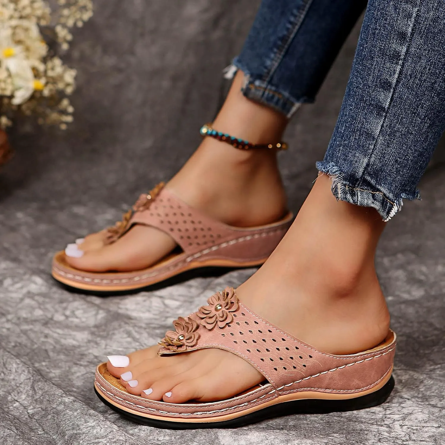 Eduavar Women's Dressy Fashion Sandals - Leopard Print Wedge Open Toe Flat