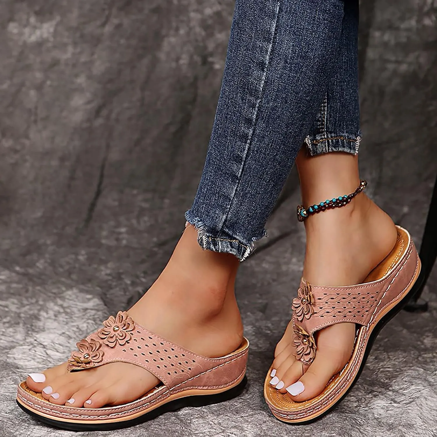 Eduavar Women's Dressy Fashion Sandals - Leopard Print Wedge Open Toe Flat