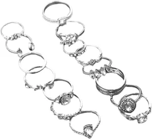 Elegant Hollow Diamond Ring Set 15pc Stackable Ring Set for Women for Wedding Engagement and Casual Occasions