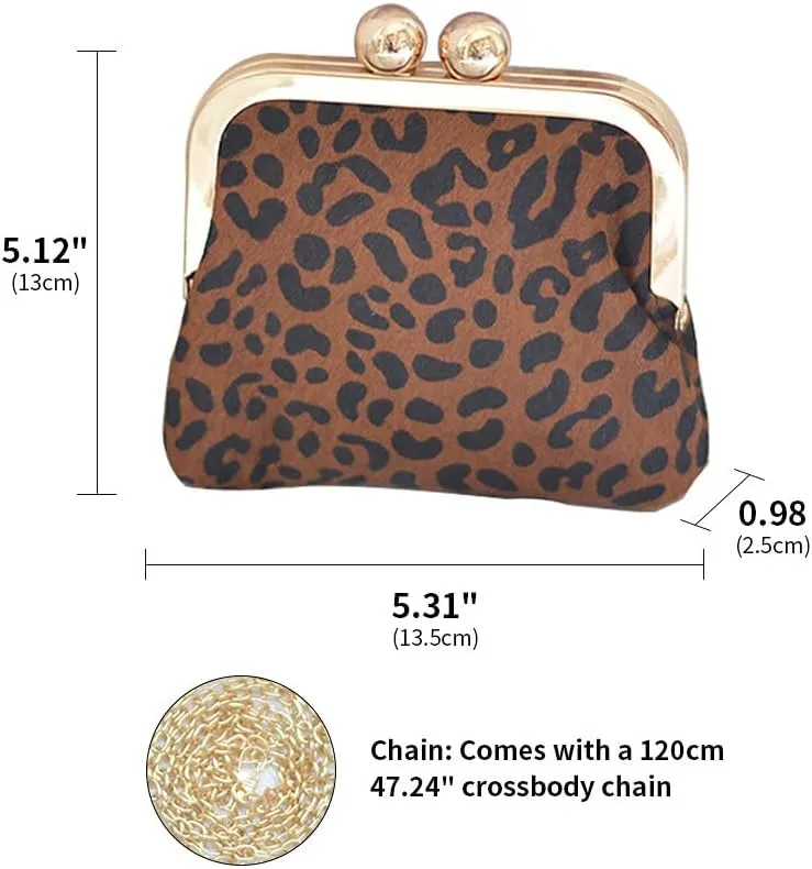 Elegant Women's Evening Clutch Bag Leopard Wedding Purse Coin Crossbody Shoulder Purse Detachable Chain Party Prom