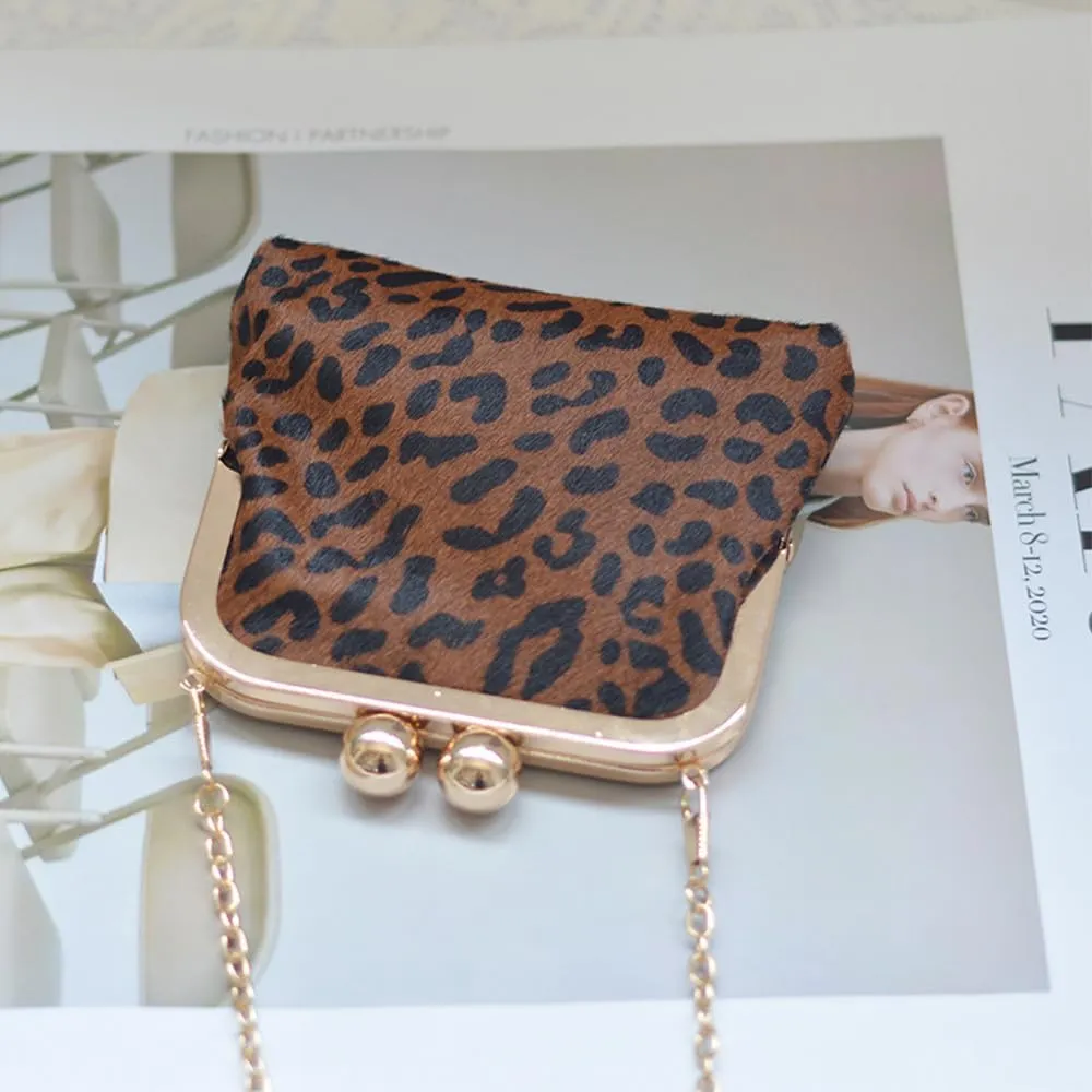 Elegant Women's Evening Clutch Bag Leopard Wedding Purse Coin Crossbody Shoulder Purse Detachable Chain Party Prom