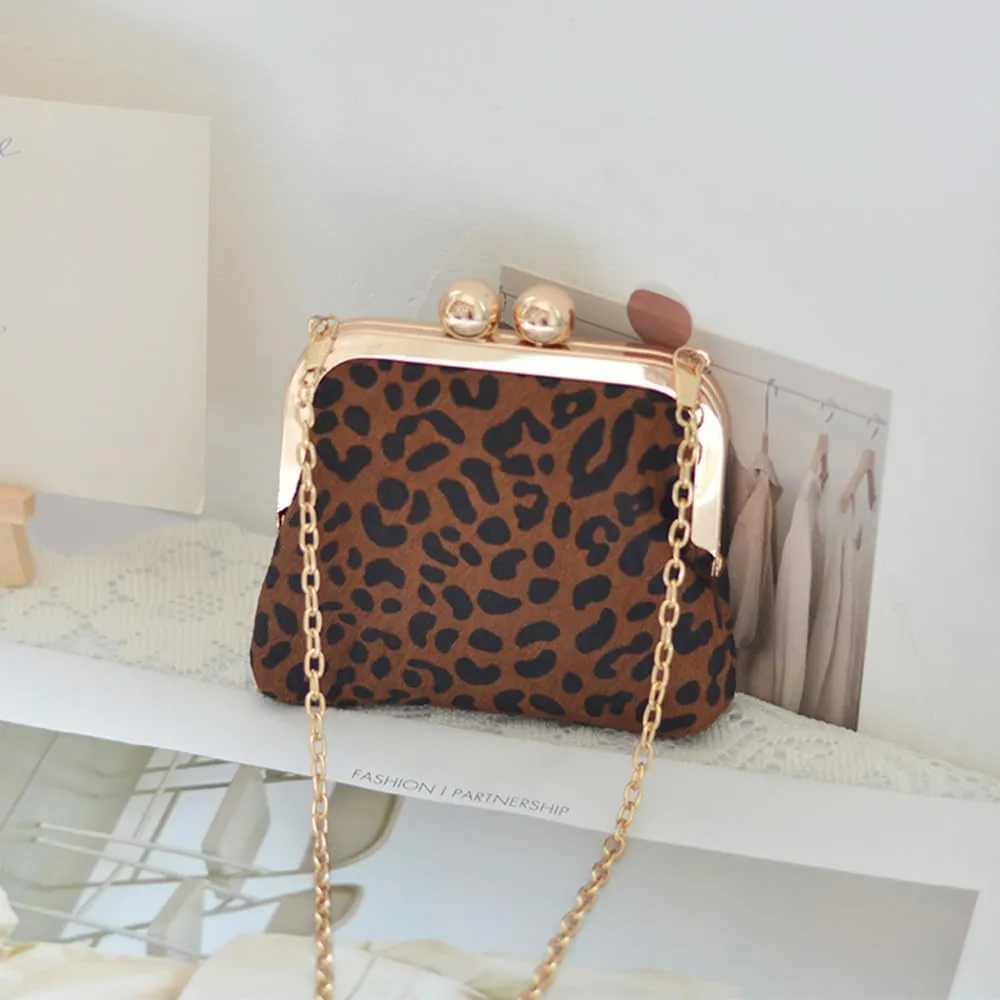Elegant Women's Evening Clutch Bag Leopard Wedding Purse Coin Crossbody Shoulder Purse Detachable Chain Party Prom