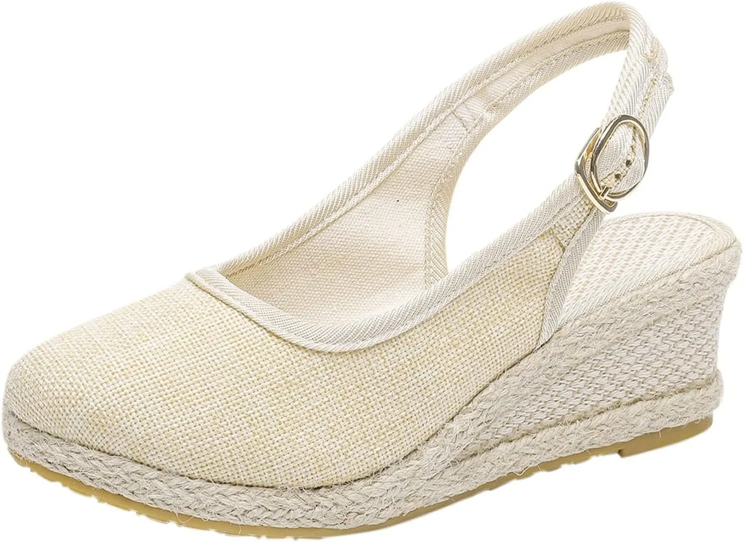 Espadrilles Wedges for Women Platform Sandals Closed Toe Comfortable Wedge Pumps Shoes, Ankle Strap Slip On Woven Sandals Wedding Party Dress Shoes All Day Comfort