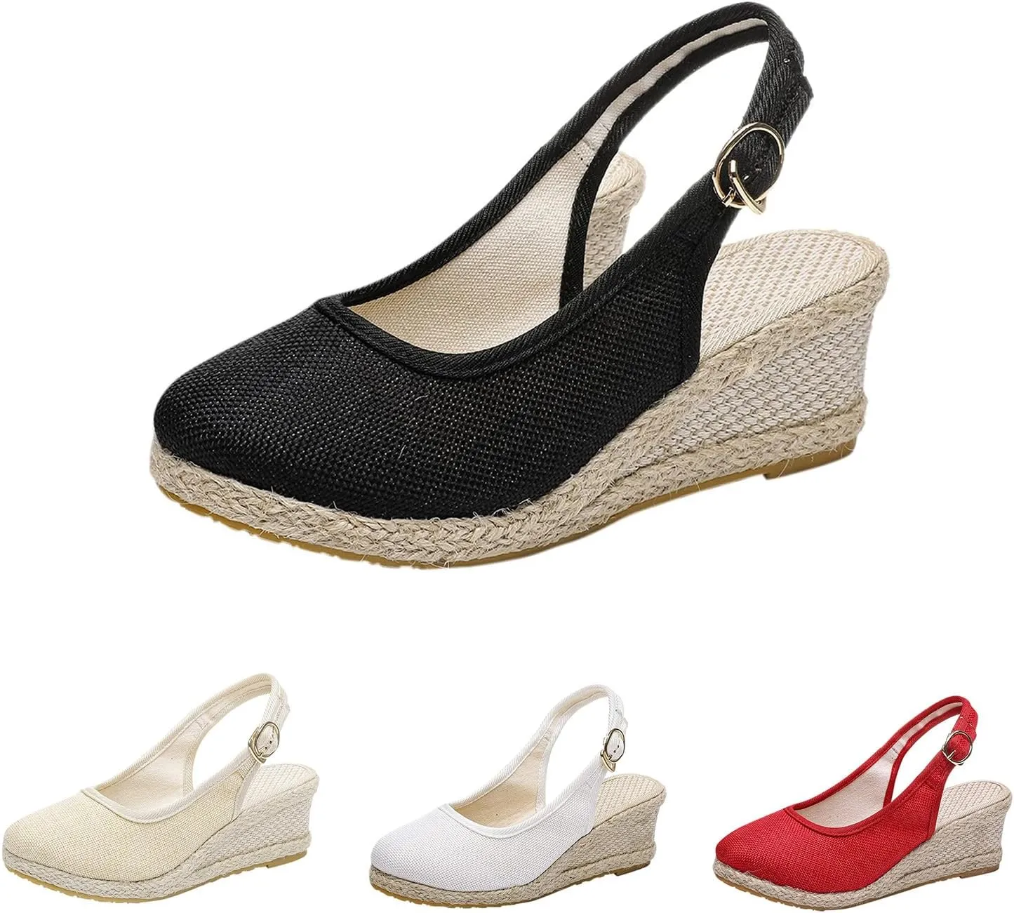 Espadrilles Wedges for Women Platform Sandals Closed Toe Comfortable Wedge Pumps Shoes, Ankle Strap Slip On Woven Sandals Wedding Party Dress Shoes All Day Comfort