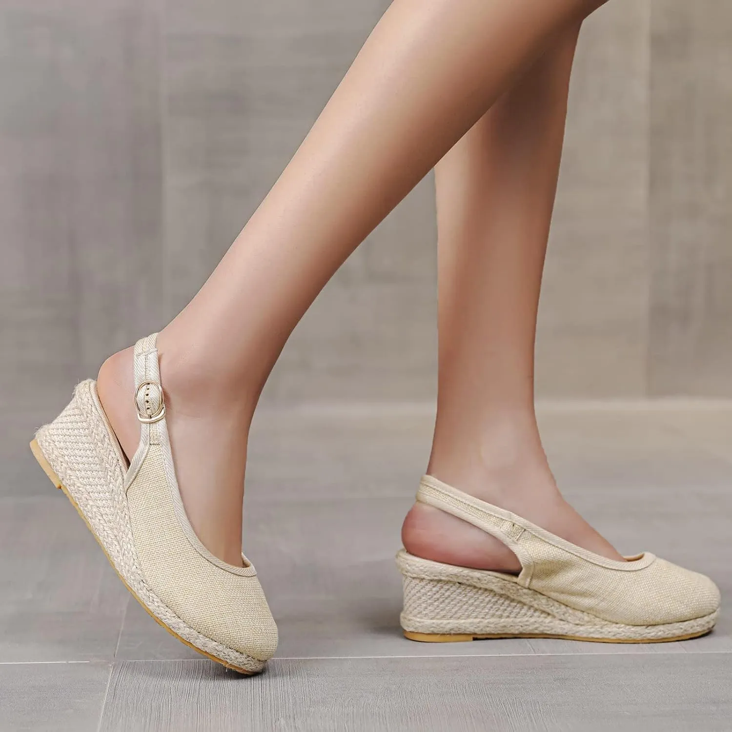 Espadrilles Wedges for Women Platform Sandals Closed Toe Comfortable Wedge Pumps Shoes, Ankle Strap Slip On Woven Sandals Wedding Party Dress Shoes All Day Comfort