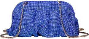 Evening Bag Rhinestone Clutch Purse for Women Ladies Sparkly Party Shoulder Handbag Bling Crossbody Wedding Bag Blue
