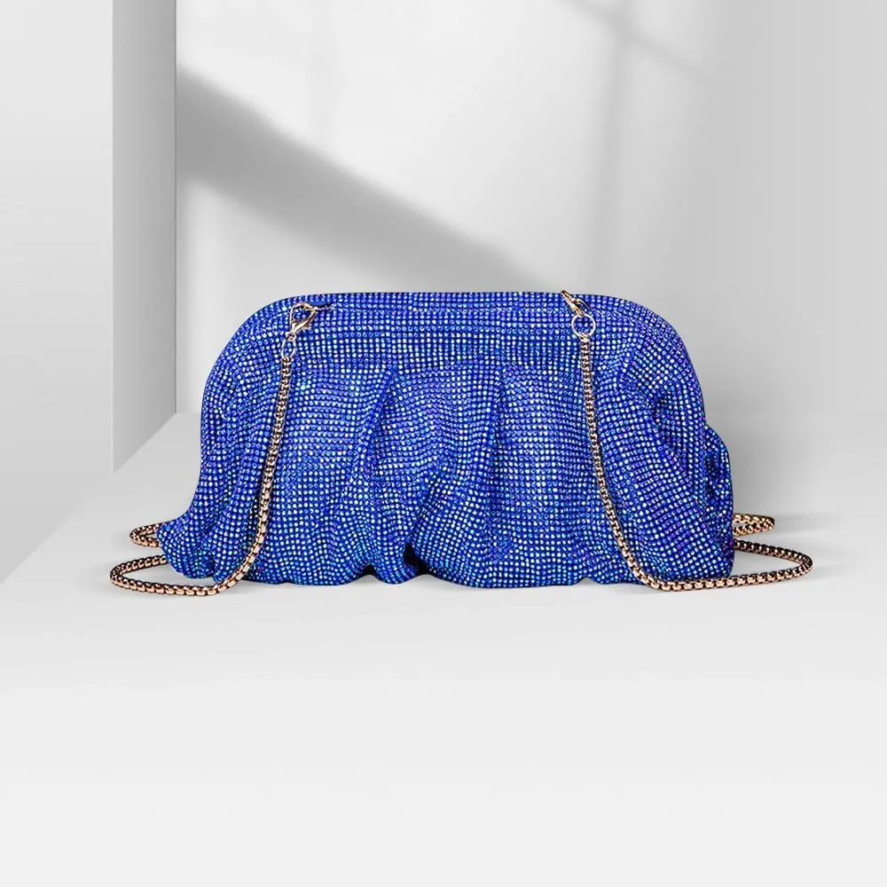 Evening Bag Rhinestone Clutch Purse for Women Ladies Sparkly Party Shoulder Handbag Bling Crossbody Wedding Bag Blue