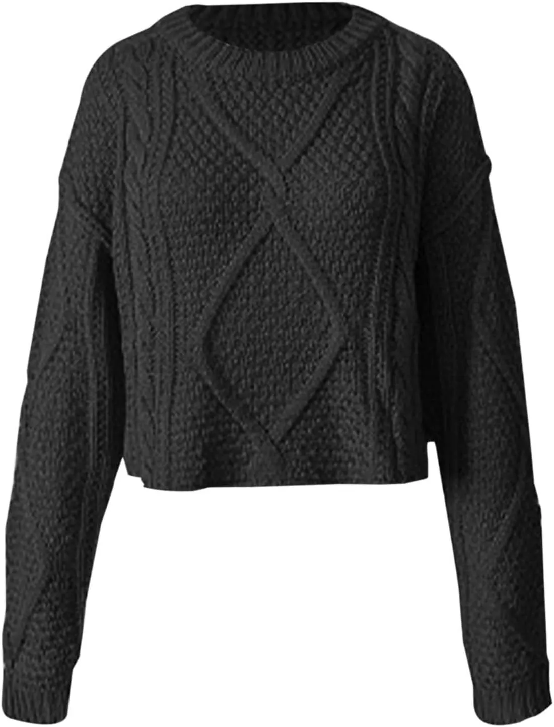 Fall Sweaters for Women 2024 Chunky Knit Crewneck Solid Color Long Sleeve Casual Loose Fit Soft Pullover Tops