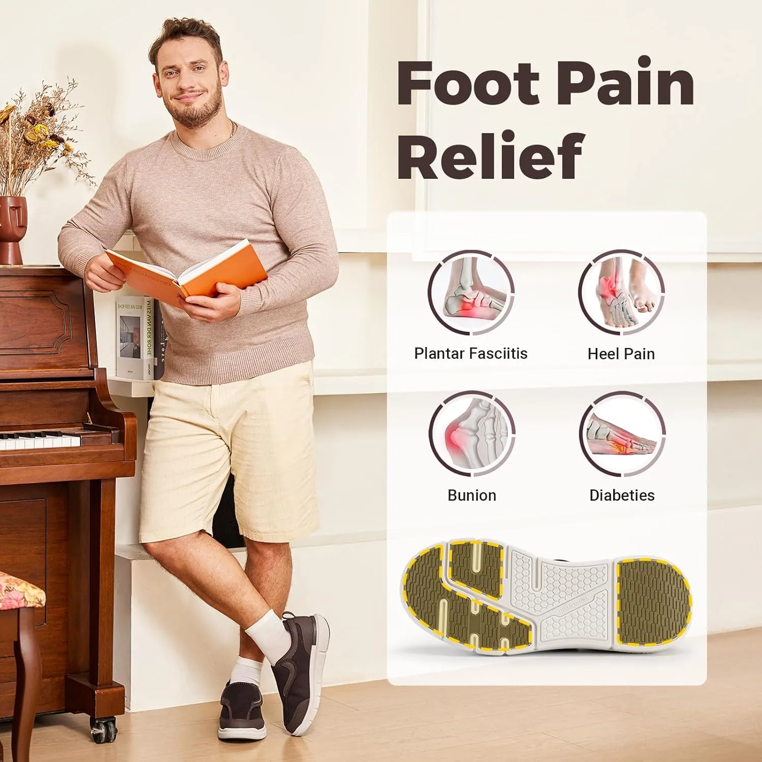 FitVille Diabetic Shoes for Men Wide Width for Swollen Feet, Extra Wide Shoes for Men with Fully Adjustable Straps
