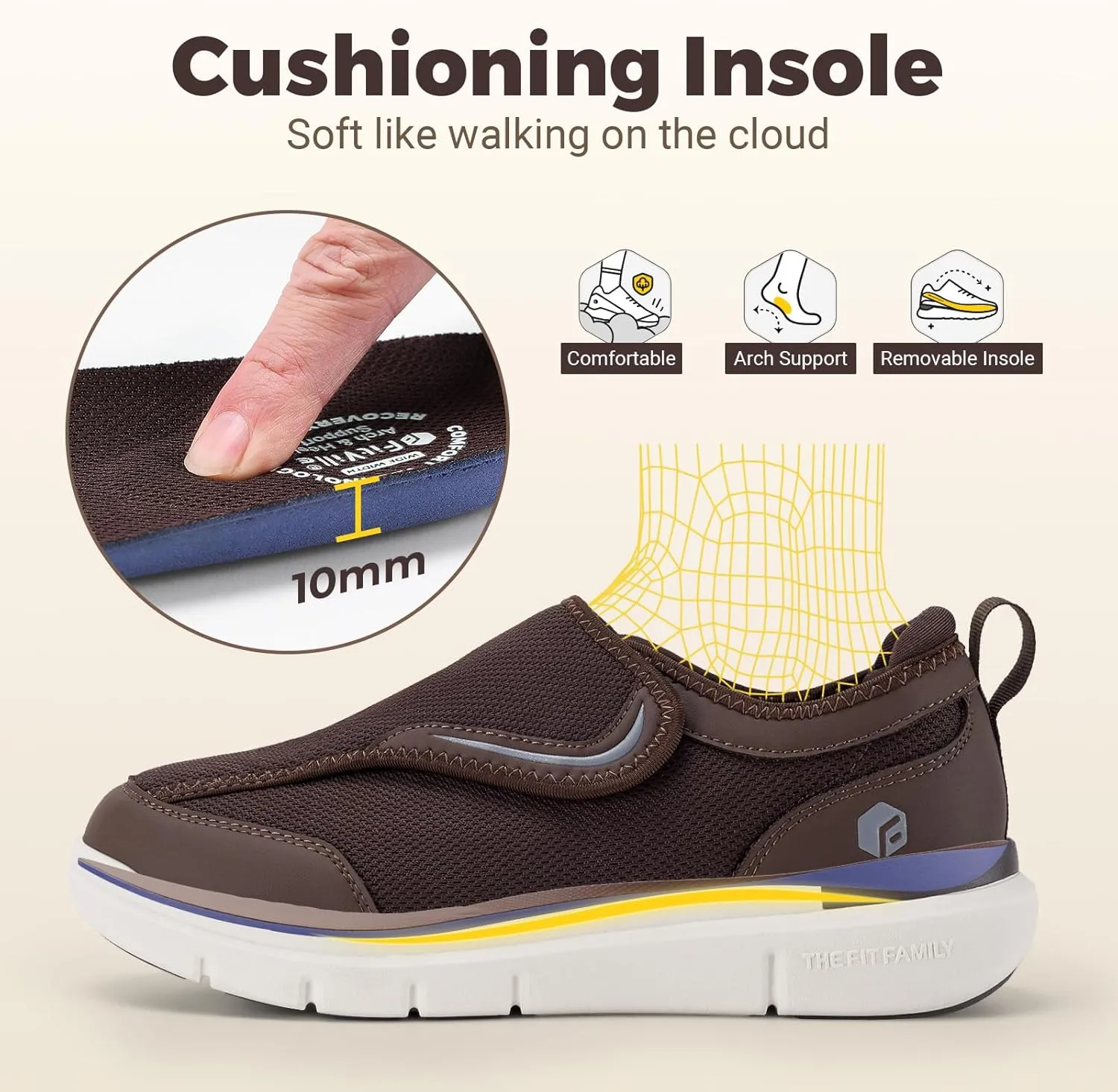 FitVille Diabetic Shoes for Men Wide Width for Swollen Feet, Extra Wide Shoes for Men with Fully Adjustable Straps
