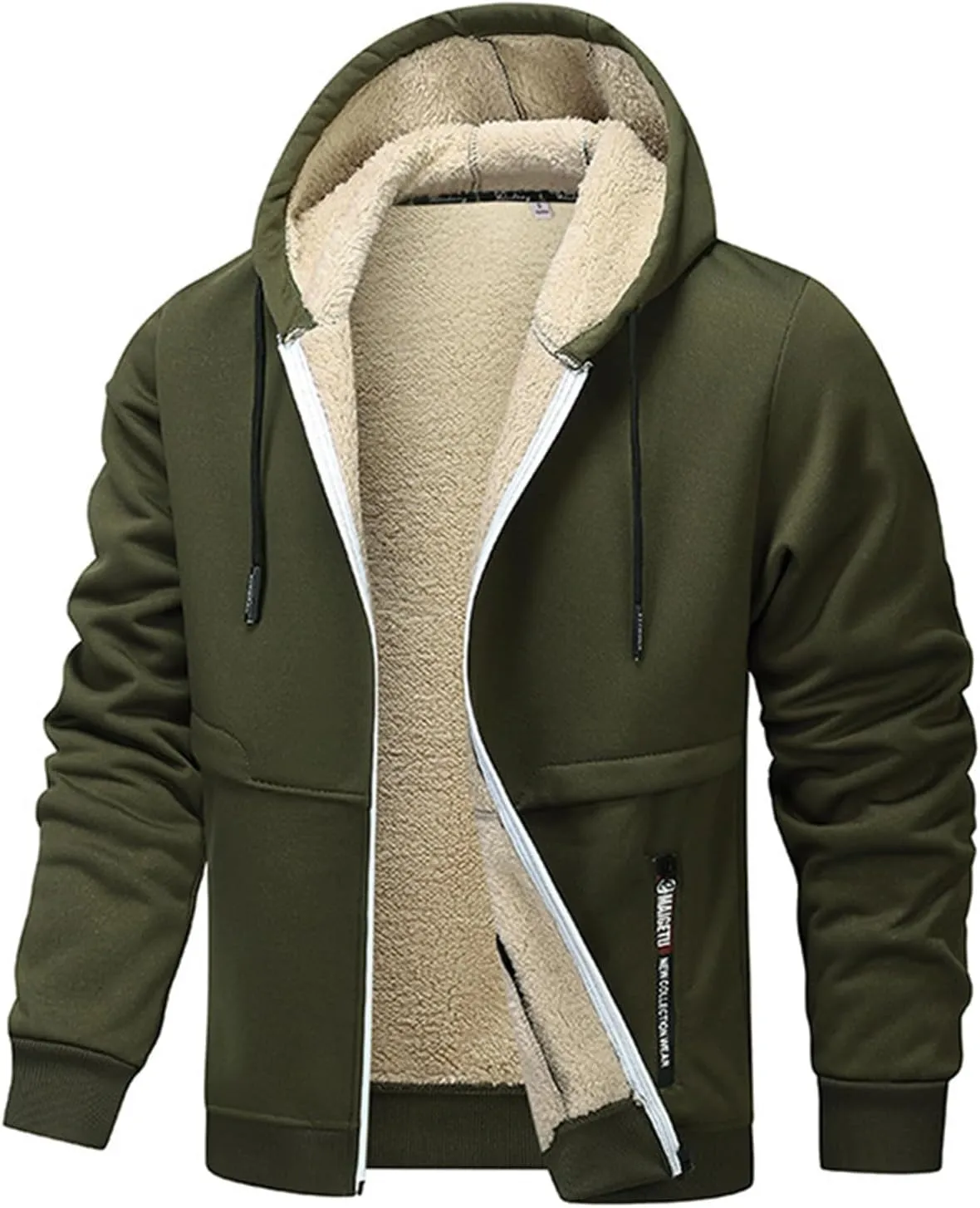 Fleece Lined Jackets for Men Zip Up Hoodie Heavyweight Winter Coats Sweatshirt Fleece Sherpa Lined Warm Jacket