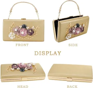 Floral Clutch Purses Flower Evening Handbag Bridal Wedding Prom Shoulder Bags for Women