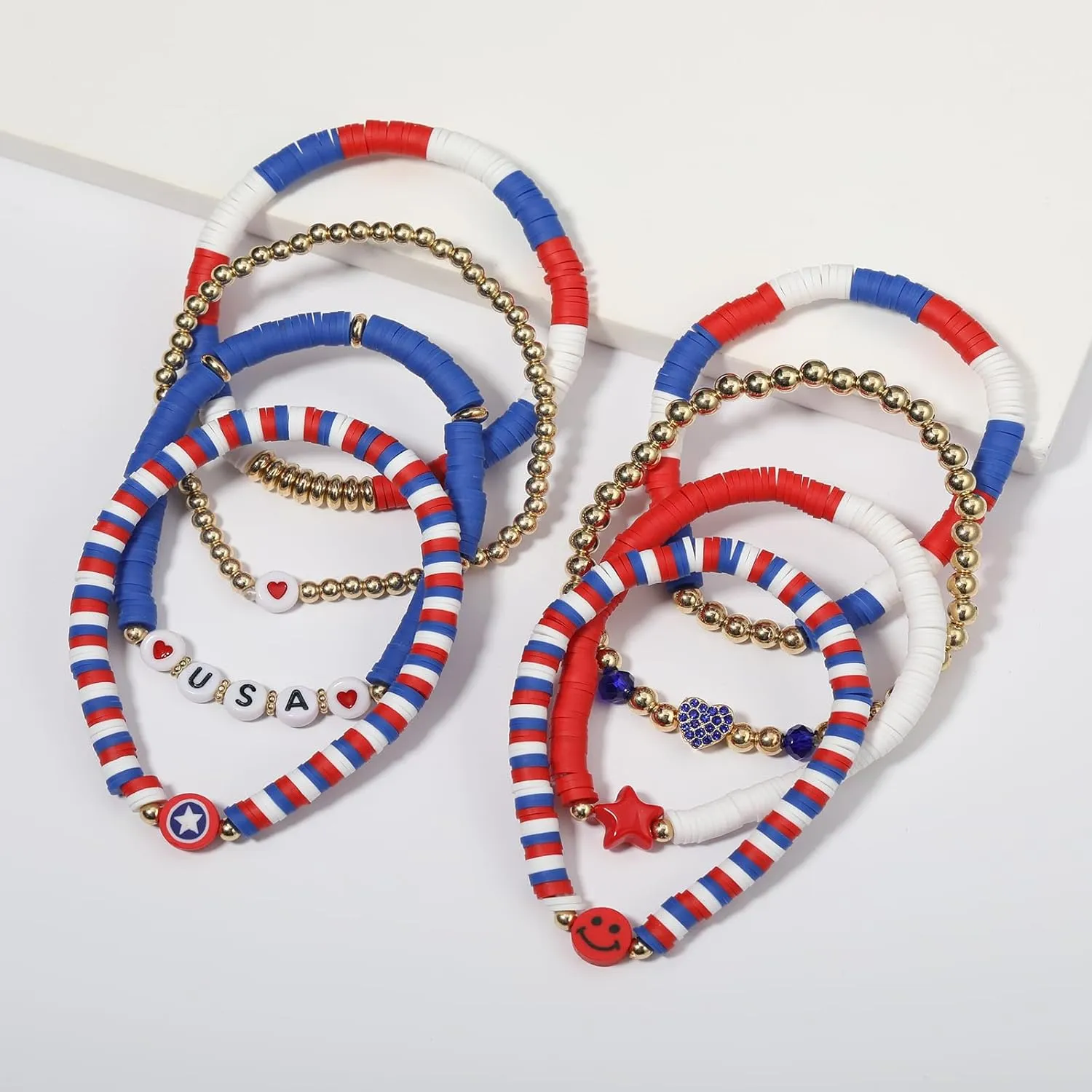 Friendship Bracelets - Beaded Bracelets Set for Teen Women, Stretchable Preppy Bracelets, Stackable & Colorful Bracelets - Ideal Gifts, 4th of July, Halloween, Christmas