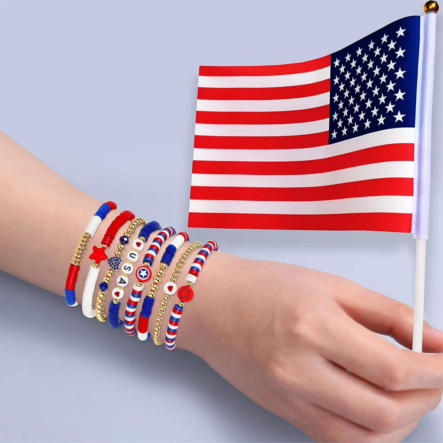 Friendship Bracelets - Beaded Bracelets Set for Teen Women, Stretchable Preppy Bracelets, Stackable & Colorful Bracelets - Ideal Gifts, 4th of July, Halloween, Christmas