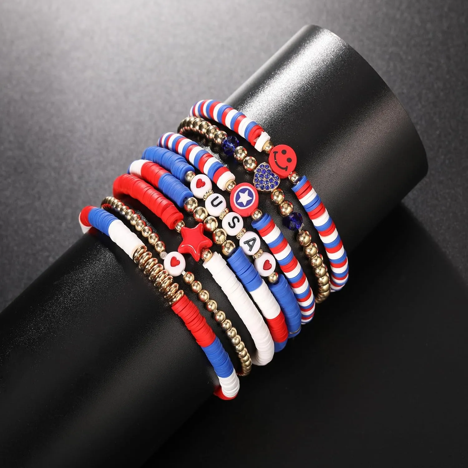 Friendship Bracelets - Beaded Bracelets Set for Teen Women, Stretchable Preppy Bracelets, Stackable & Colorful Bracelets - Ideal Gifts, 4th of July, Halloween, Christmas