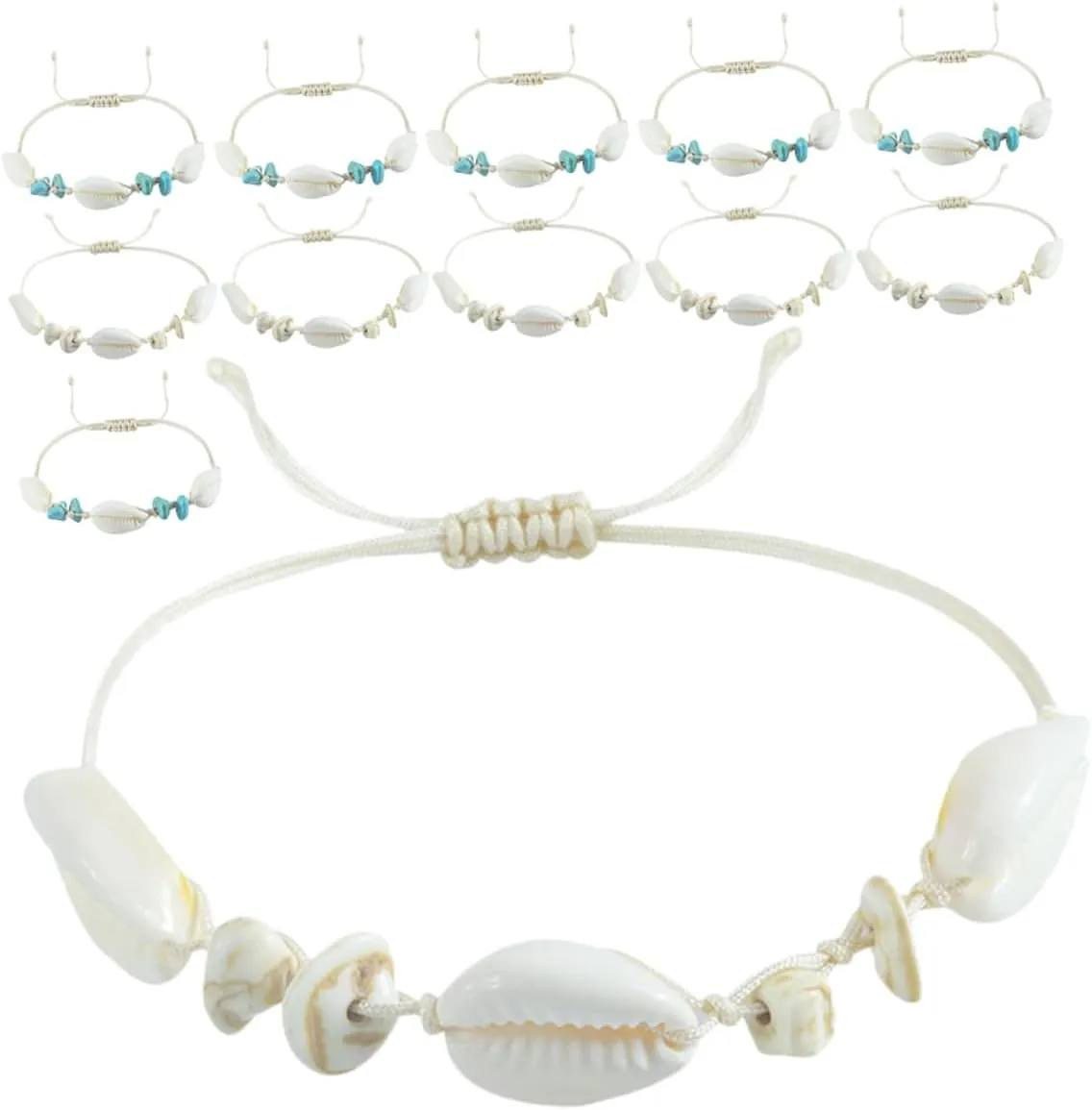 GALPADA Handmade Shell Braided Bracelet for Women Dainty String Ankle Bracelet Shell Pendants