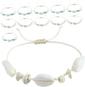 GALPADA Handmade Shell Braided Bracelet for Women Dainty String Ankle Bracelet Shell Pendants