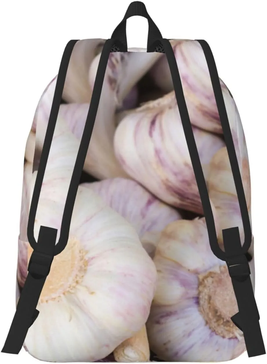 Garlic Bulbs Canvas Backpacks Laptop Backpack Multipurpose Double Shoulder Bag for Men Women Gifts Medium