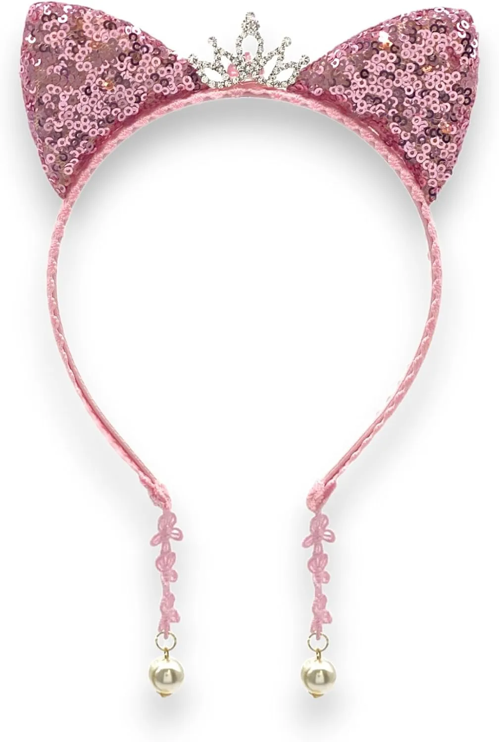 Girl Sequins Cat Ears Headband with Earring Pendants For Birthdays, Halloween and Parties