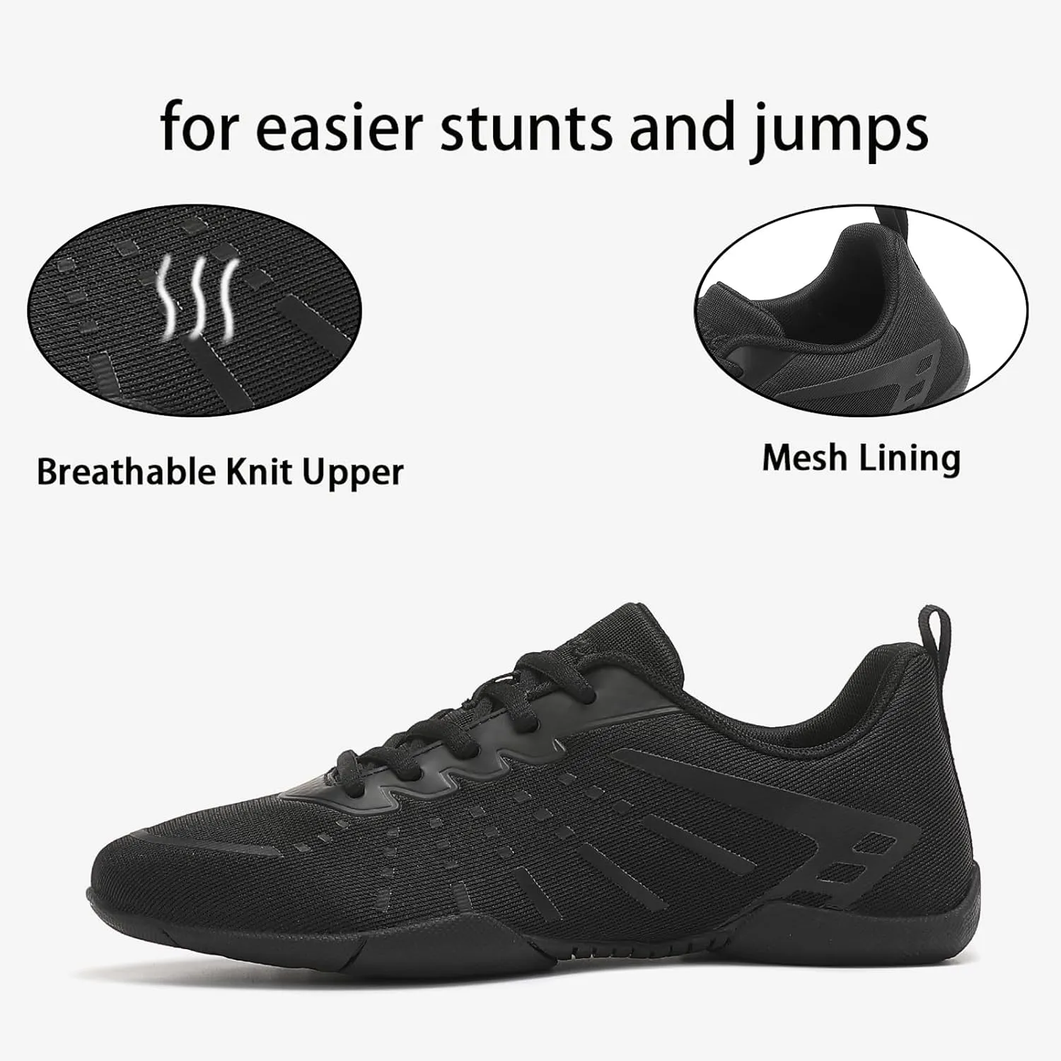 Girls Black Cheer Shoes Lightweight Cheerleading Shoes Youth Cheer Competition Sneakers Athletic Training Dance Tennis Walking Shoes Size Little Kid 13 to Women Size 10