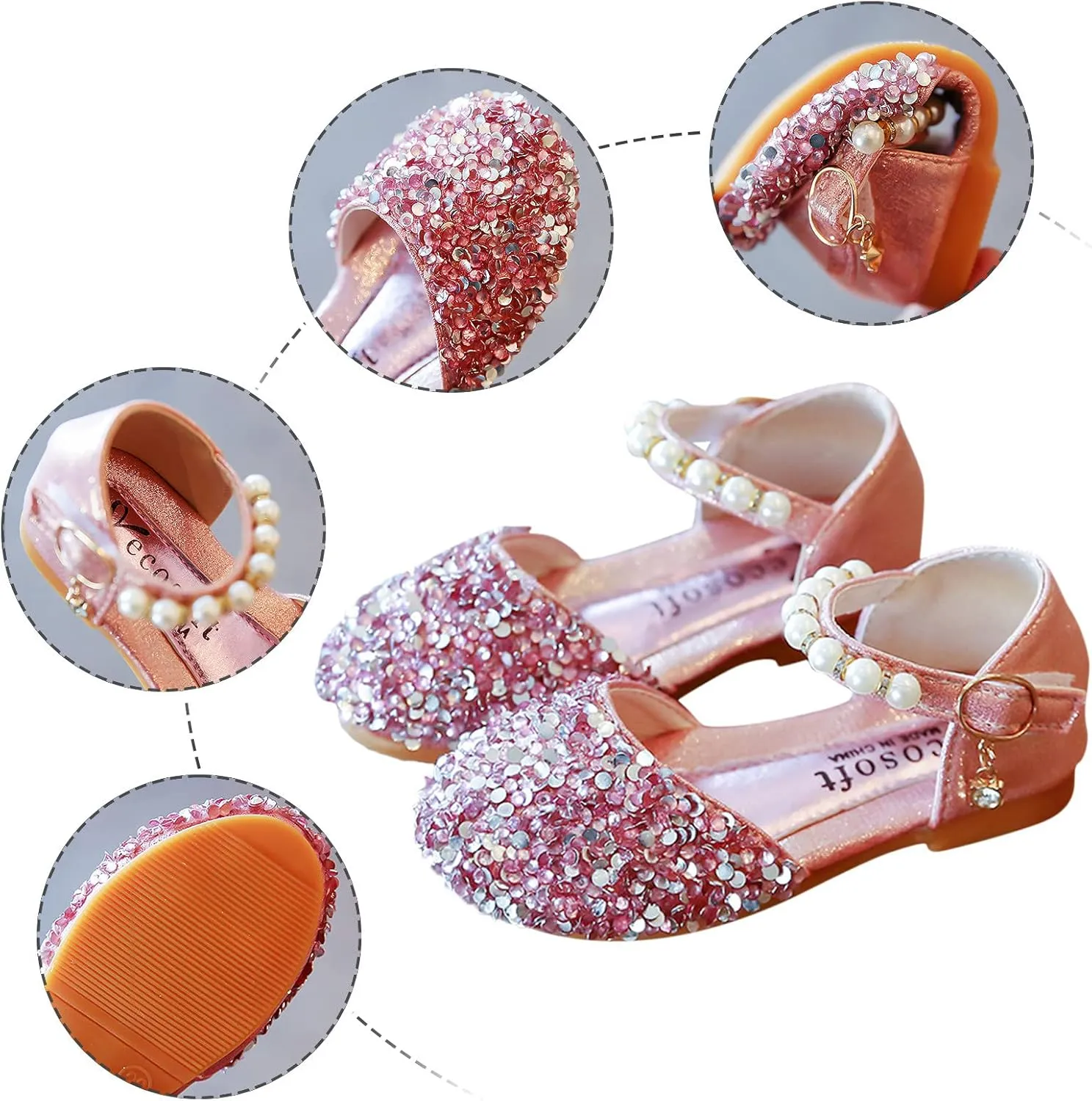 Girls Black Dress Shoes,Girls Shoes Sandals Kids Baby Crystal Bowknot Bling Infant Pearl Princess Shoes Dress Shoes