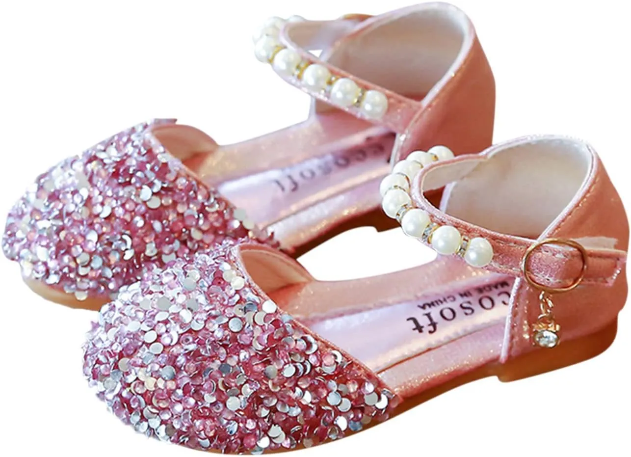 Girls Black Dress Shoes,Girls Shoes Sandals Kids Baby Crystal Bowknot Bling Infant Pearl Princess Shoes Dress Shoes