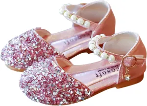 Girls Black Dress Shoes,Girls Shoes Sandals Kids Baby Crystal Bowknot Bling Infant Pearl Princess Shoes Dress Shoes