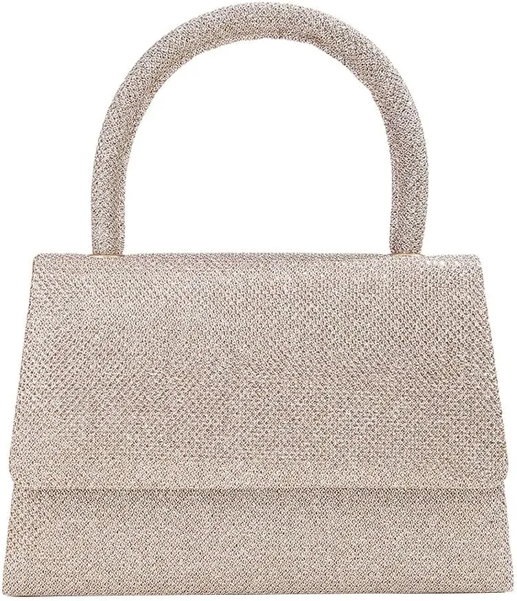 Glitter Crystal Handbag Sparkle Women's Top-Handle Crossbody Shoulder Wedding Guest Party Cocktail Dress Purses Champagne