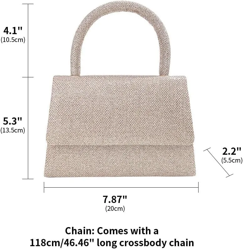 Glitter Crystal Handbag Sparkle Women's Top-Handle Crossbody Shoulder Wedding Guest Party Cocktail Dress Purses Champagne