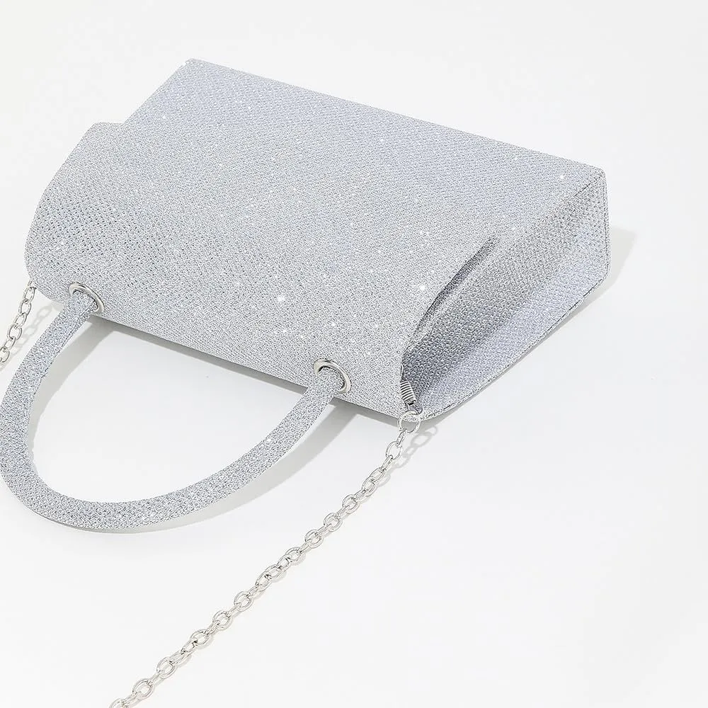 Glitter Crystal Handbag Sparkle Women's Top-Handle Crossbody Shoulder Wedding Guest Party Cocktail Dress Purses Silver-V