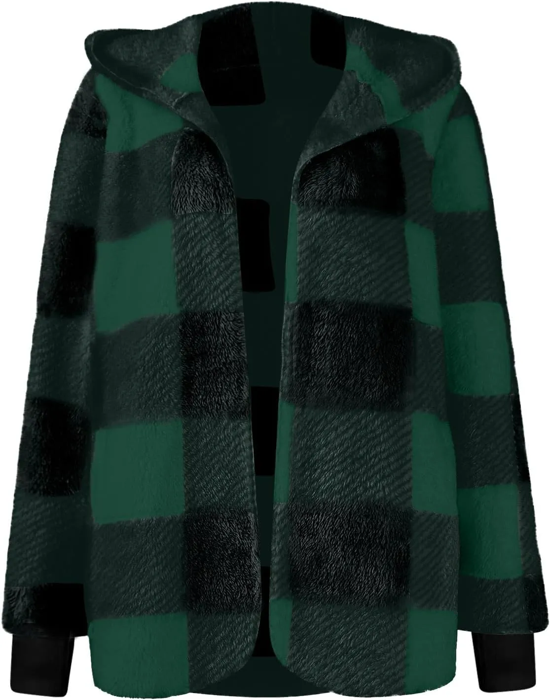 GOFULY Cardigans For Women Trendy Winter Open Front Fuzzy Fleece Hoodie Plaid Sherpa Jackets Winter Y2K Fall Coats Outfits