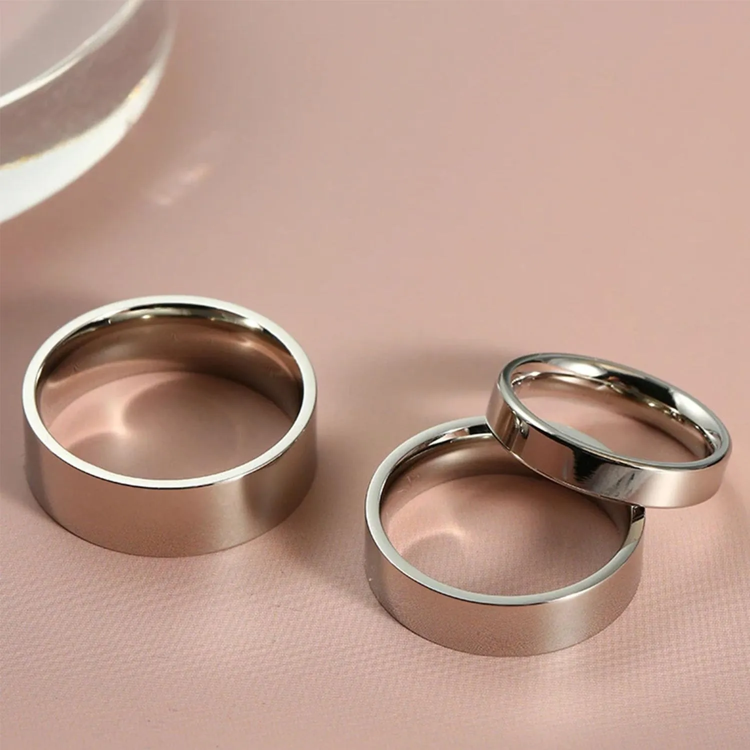 Gold Rings Set for Women Stackable Wedding Bands Rings Stainless Steel Chunky Knuckle Pinky Promise Ring Set for Women Men Jewelry Gift Size 6/7/8/9