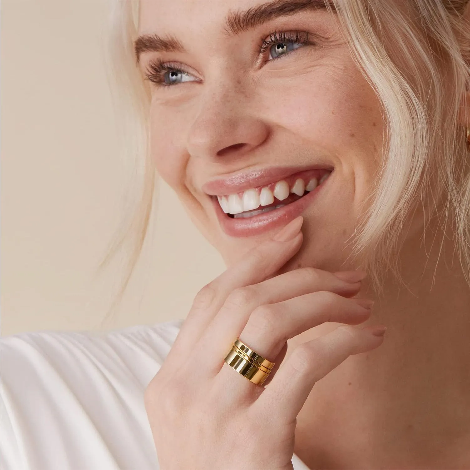 Gold Rings Set for Women Stackable Wedding Bands Rings Stainless Steel Chunky Knuckle Pinky Promise Ring Set for Women Men Jewelry Gift Size 6/7/8/9