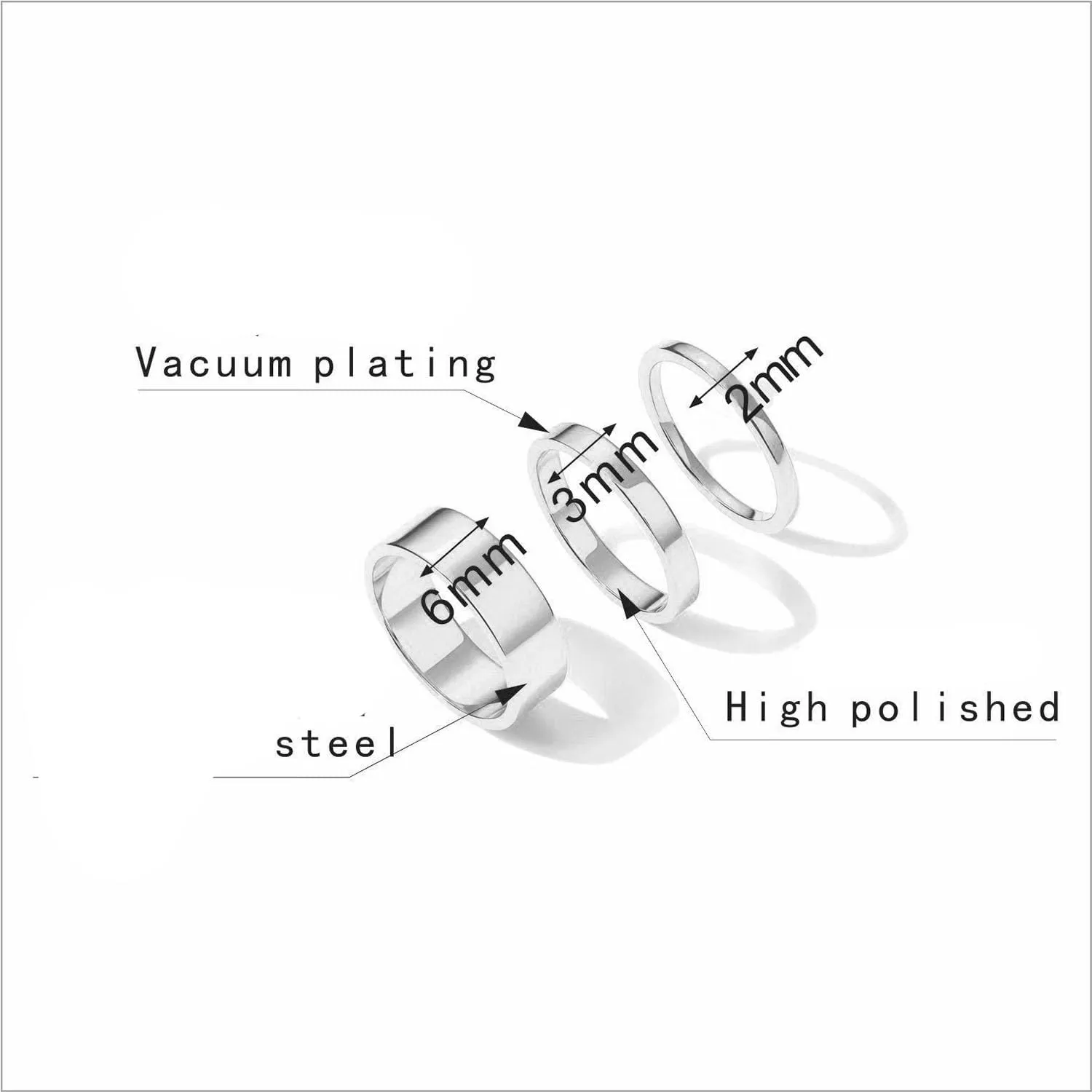 Gold Rings Set for Women Stackable Wedding Bands Rings Stainless Steel Chunky Knuckle Pinky Promise Ring Set for Women Men Jewelry Gift Size 6/7/8/9