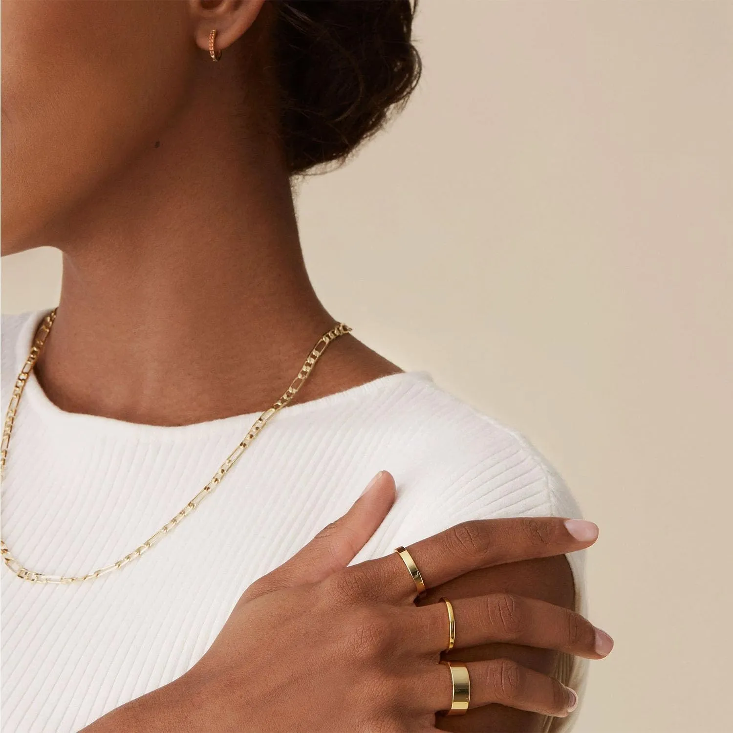 Gold Rings Set for Women Stackable Wedding Bands Rings Stainless Steel Chunky Knuckle Pinky Promise Ring Set for Women Men Jewelry Gift Size 6/7/8/9