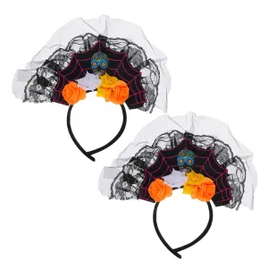 Halloween Head Coverings Skeleton Hair Clips for Women Gauze Lace Hair Hoops Random Style