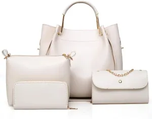 Handbag for Women 4Pcs Set Tote Shoulder Crossbody Bag Satchel Purses Wallet Bucket Bag
