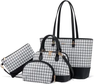 Handbags for Women Shoulder Bags Tote Satchel Hobo 3pcs Purse Set Black