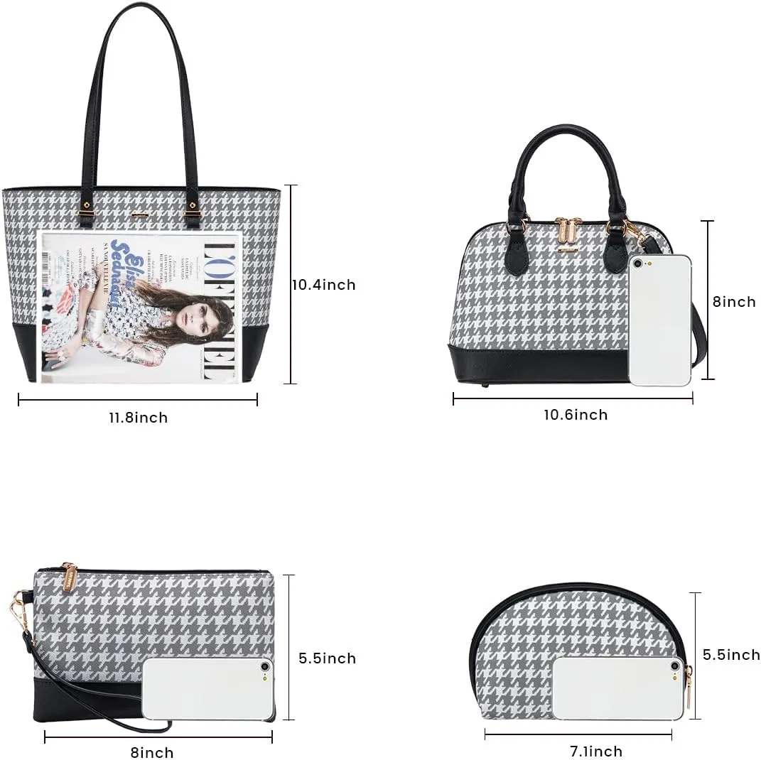 Handbags for Women Shoulder Bags Tote Satchel Hobo 3pcs Purse Set Black