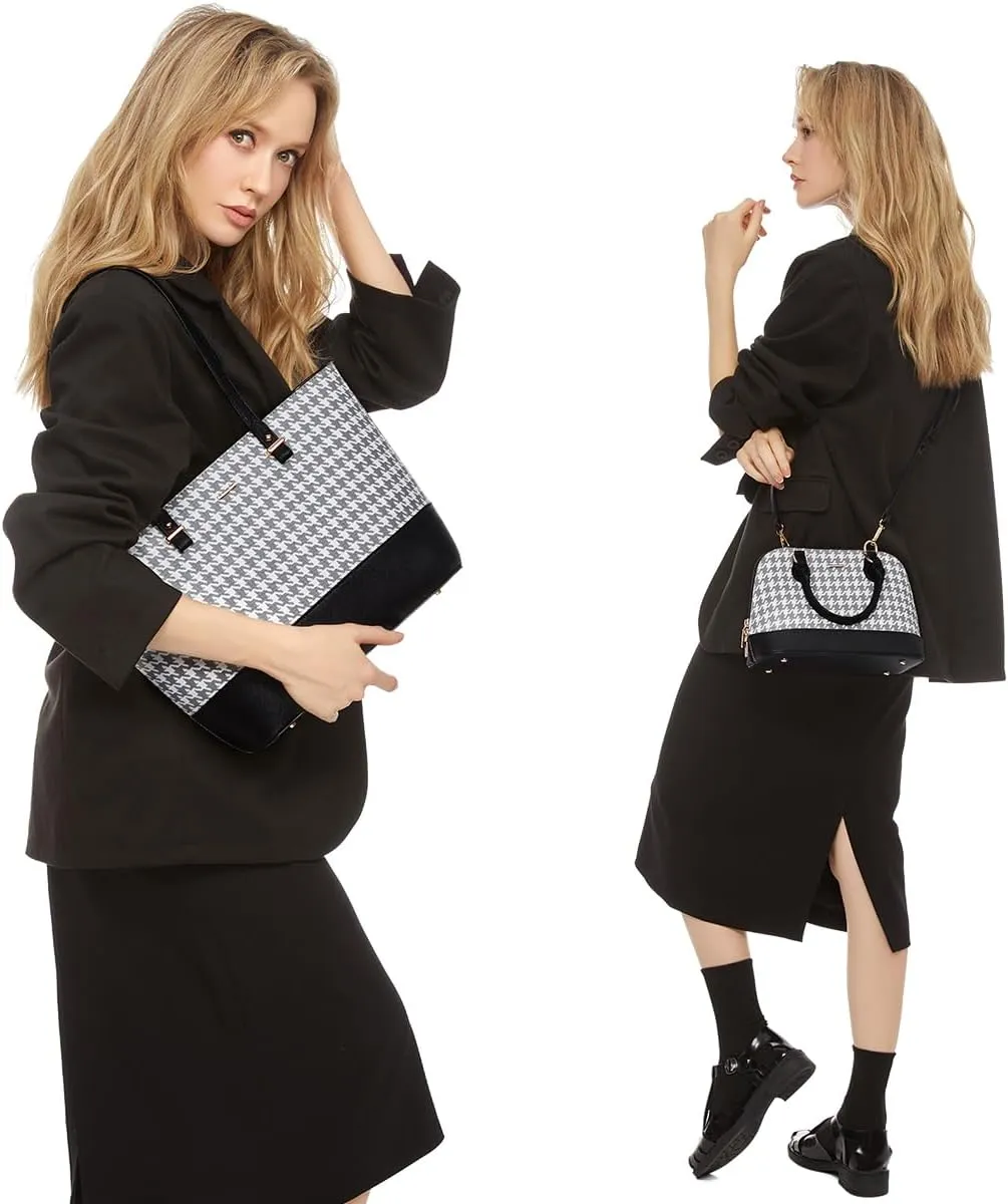 Handbags for Women Shoulder Bags Tote Satchel Hobo 3pcs Purse Set Black